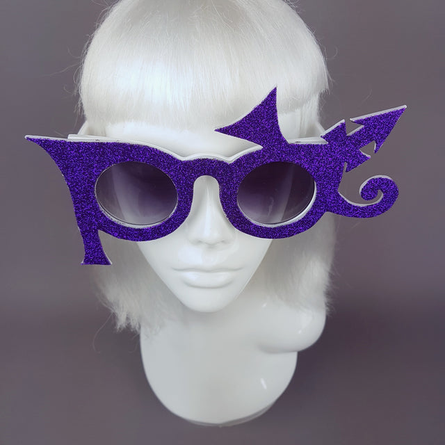 "Baby, I'm A Star" Purple Glitter Prince Inspired Sunglasses