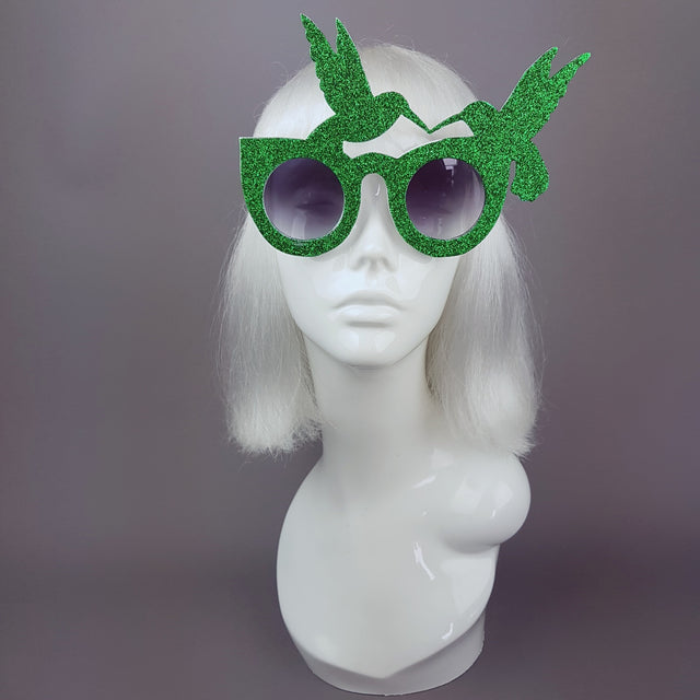 "Le Coup De Foudre" Green Glitter Hummingbird Sunglasses