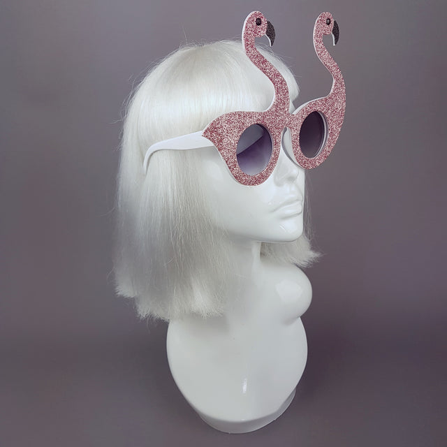 "I'm Freakin' Fabulous" Pink Glitter Flamingo Sunglasses