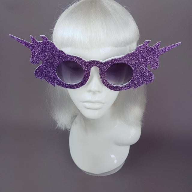 "Believe" Light Purple Glitter Unicorn Sunglasses