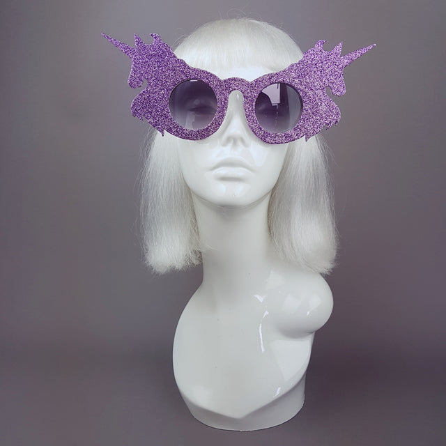 "Believe" Light Purple Glitter Unicorn Sunglasses