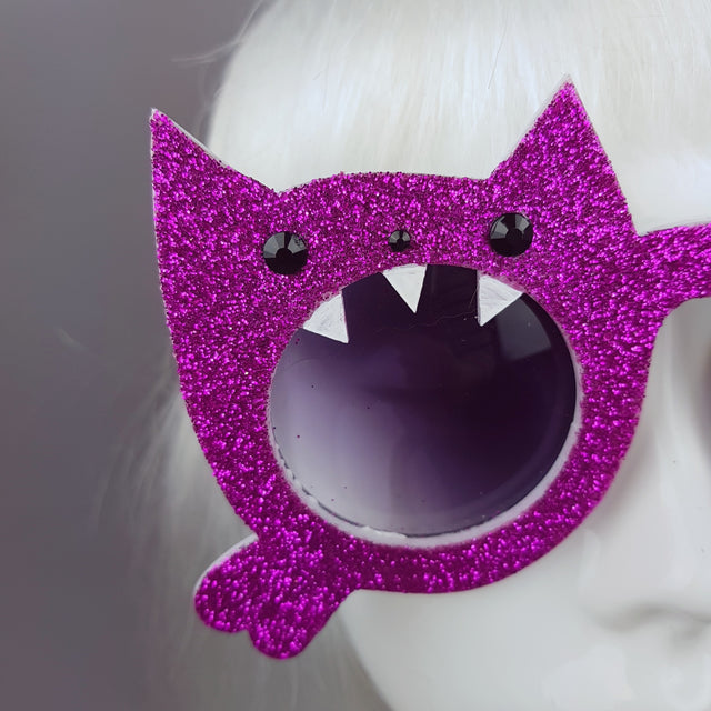 "I Will Eat You" Pink Glitter Cat Sunglasses