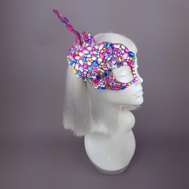 "Discobaby" 80s Inspired Rainbow Jewel Half Mask