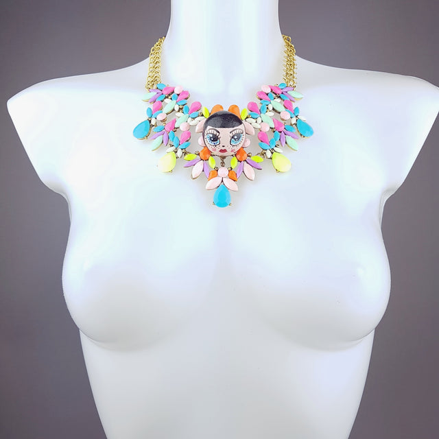 "Trésor" Opulent Colourful DollFace Necklace