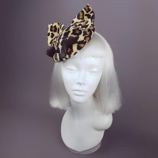 "Fluffy" Leopard Print, Cat Ears Fascinator