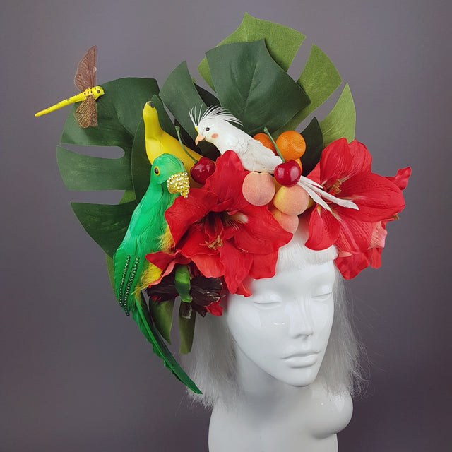 "Jungle" Parrot and Cockatoo Tropical Headpiece