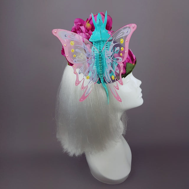 "Mariposa de Dinosaurio" Dino Fairy and Peonies Hat