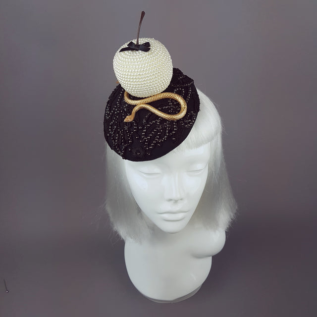 "Forbidden Fruit" Pearl Apple & Snake Crystal Hat