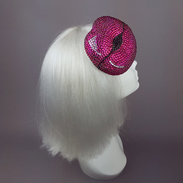 Fuchsia Pink Crystal Lips Hat "L'Amour"