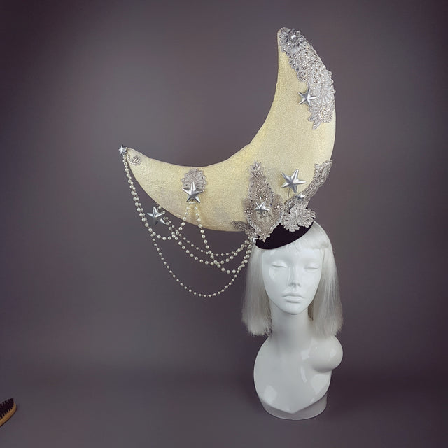 "Selenophile" OTT Glittery Pearl Moon Hat