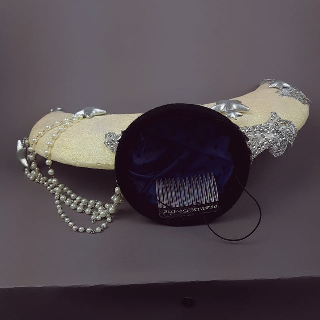 "Selenophile" OTT Glittery Pearl Moon Hat