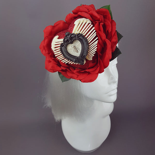 "Enchantment" Gothic Red Rose Heart Hat