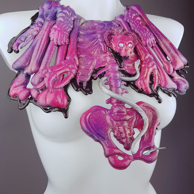"Boneyard" Purple Skull & Bones Filigree Neckpiece