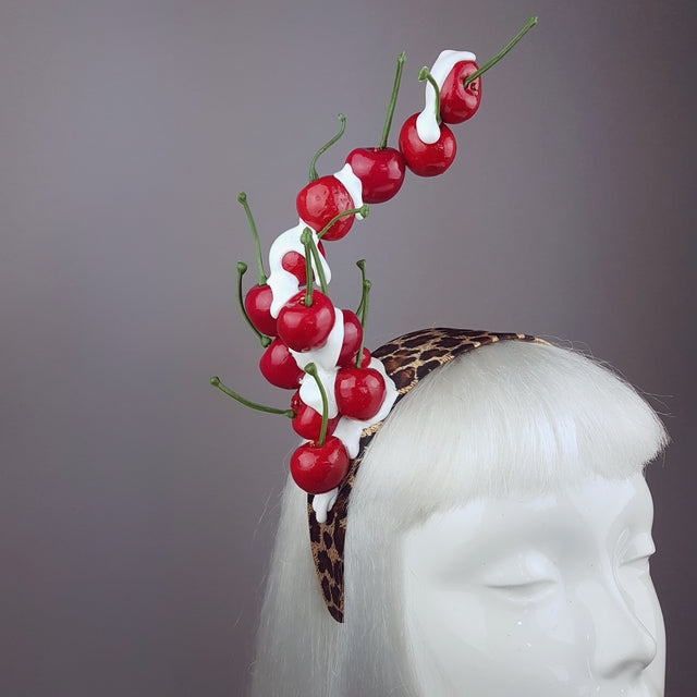 "Rock 'n' Roll Baby" Cherry, Cream & Leopard Print Headband