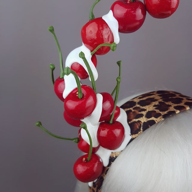 "Rock 'n' Roll Baby" Cherry, Cream & Leopard Print Headband