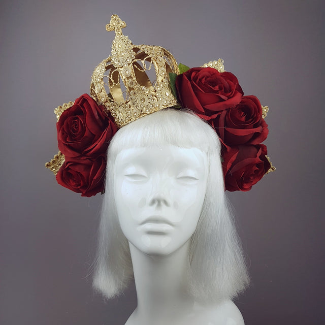 "Lucrezia" Red Rose & Crown Hat