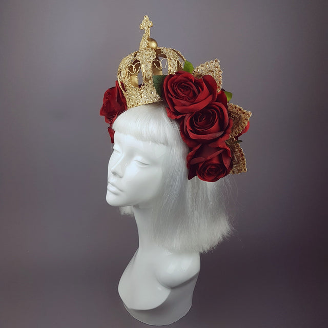 "Lucrezia" Red Rose & Crown Hat