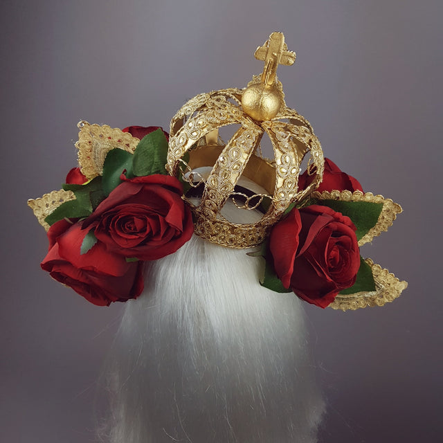 "Lucrezia" Red Rose & Crown Hat