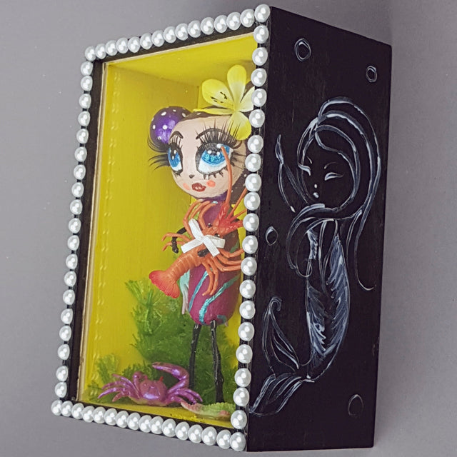 "Adella" Pop Surrealism Doll Sculpture in Framed Box Art