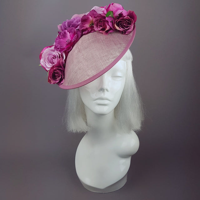 "Liliana" Purple Pink Royal Ascot Floral Hat