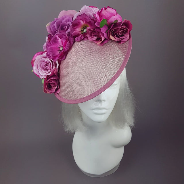 "Liliana" Purple Pink Royal Ascot Floral Hat