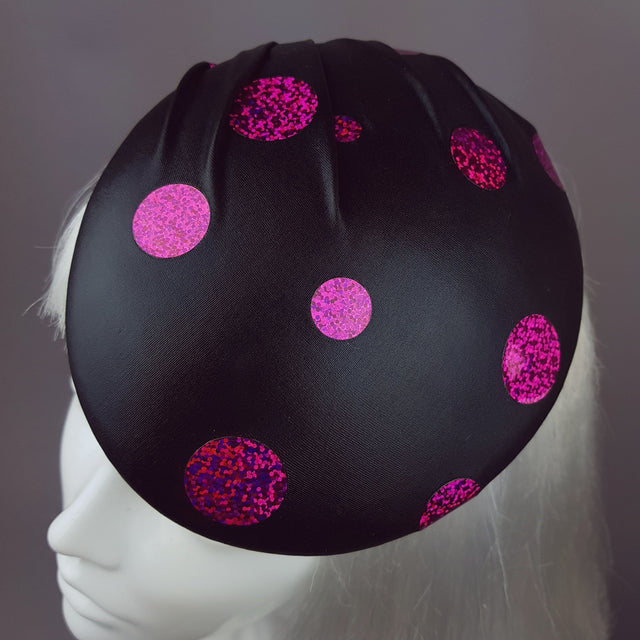 "Disco" Black and Fuchsia Pink Sequin Hat