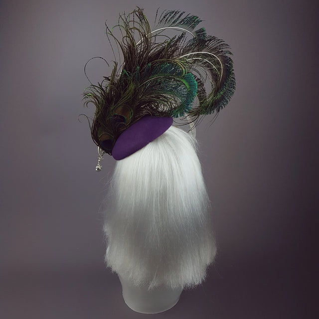 "Cortesana" Veiled Peacock Feather Hat
