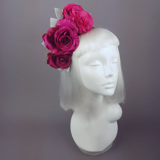 "Rhoslyn" Pink Floral Wedding Headband