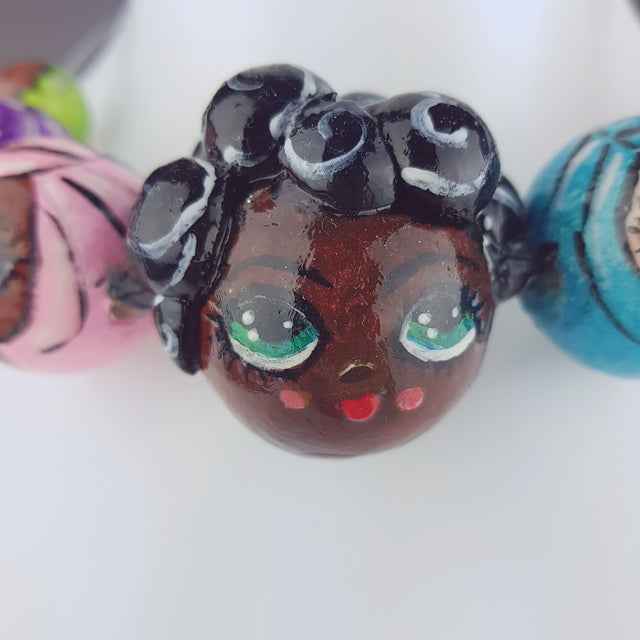 "A Row of Poppets" DollFace Necklace