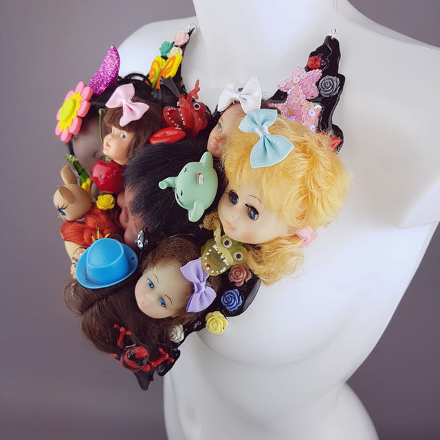 "Insanity" Doll Head Statement Neckpiece, Wearable Art