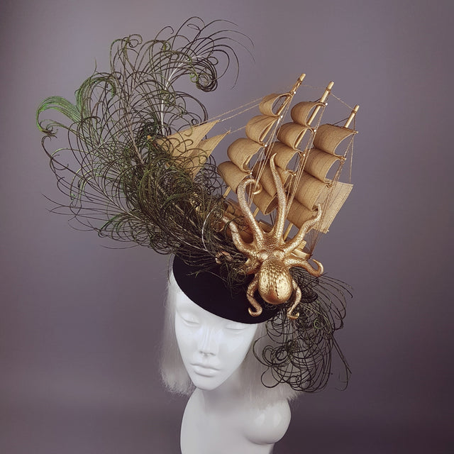 "Tempesta" Gold Ship & Kraken Octopus Hat
