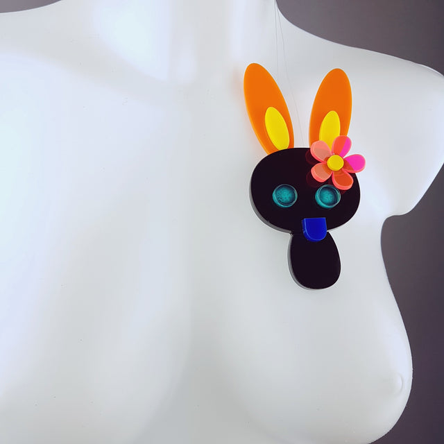 "Tootsy" Large Acrylic Bunny Rabbit Brooch