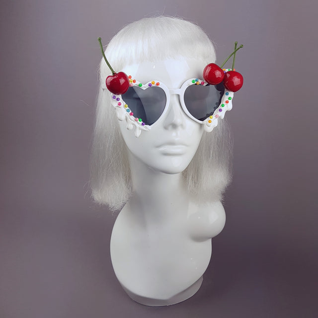 "Sugar Rush" Cherries & Cream Heart Shaped Sunglasses