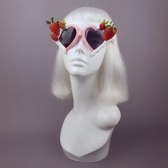 "Naughty but Nice" Strawberries & Cream Heart Shaped Sunglasses