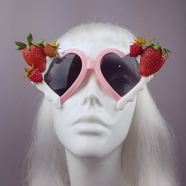 "Naughty but Nice" Strawberries & Cream Heart Shaped Sunglasses