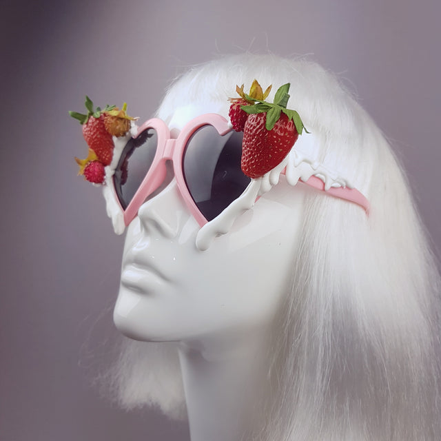 "Naughty but Nice" Strawberries & Cream Heart Shaped Sunglasses