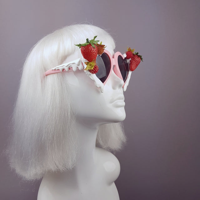 "Naughty but Nice" Strawberries & Cream Heart Shaped Sunglasses