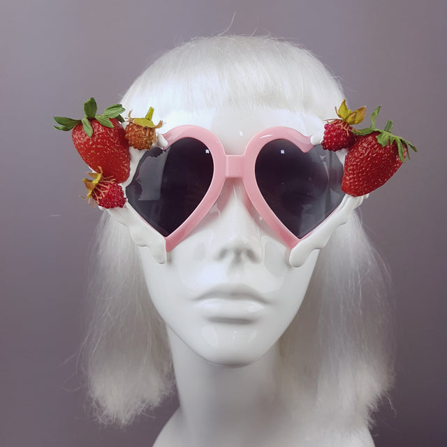 "Naughty but Nice" Strawberries & Cream Heart Shaped Sunglasses