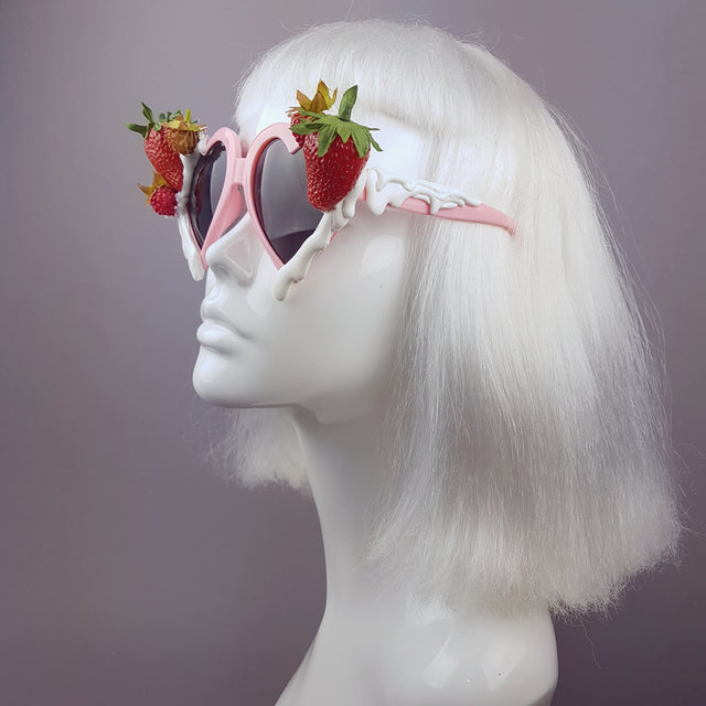 "Naughty but Nice" Strawberries & Cream Heart Shaped Sunglasses