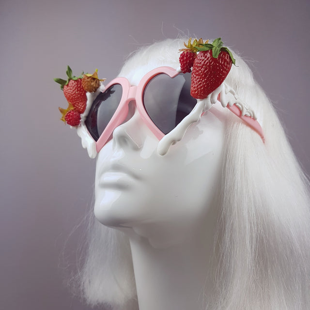 "Naughty but Nice" Strawberries & Cream Heart Shaped Sunglasses