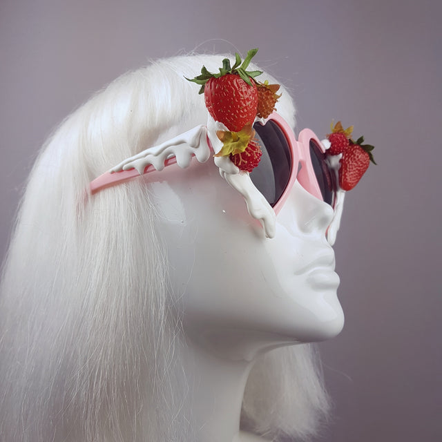 "Naughty but Nice" Strawberries & Cream Heart Shaped Sunglasses