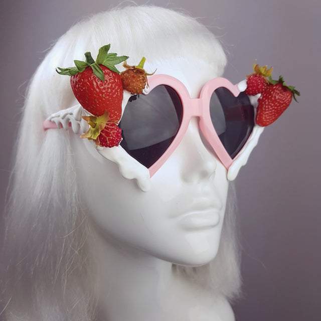 "Naughty but Nice" Strawberries & Cream Heart Shaped Sunglasses