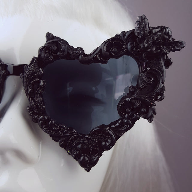 "Heart of Darkness" Black Filigree Ornate Sunglasses
