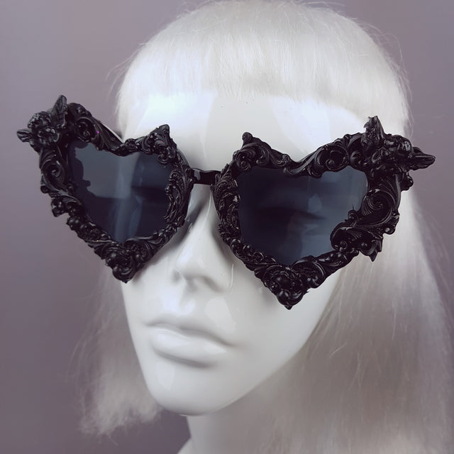 "Heart of Darkness" Black Filigree Ornate Sunglasses