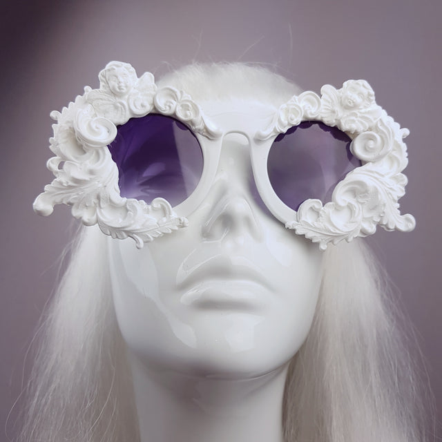 "Venus" White Filigree & Cherub Baroque Sunglasses