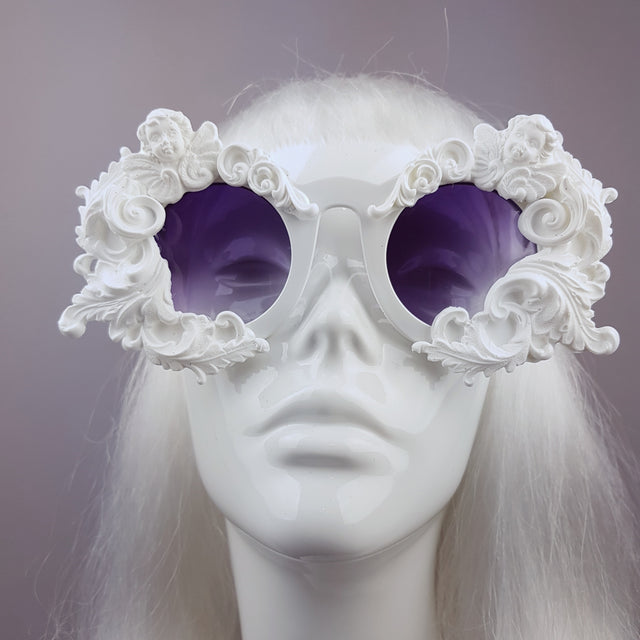 "Venus" White Filigree & Cherub Baroque Sunglasses
