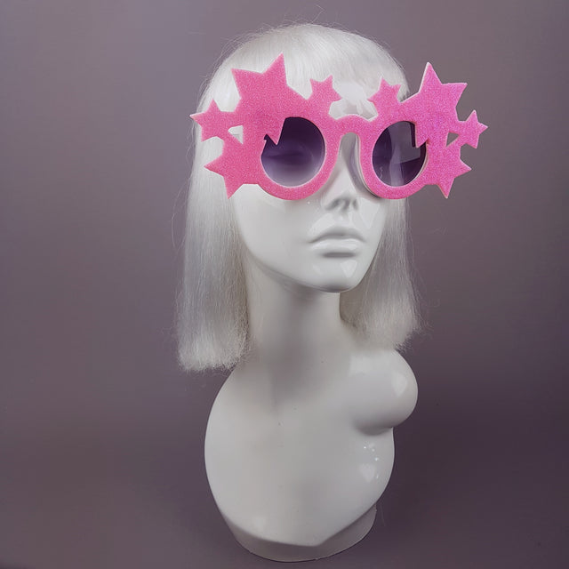 "Stelle" Neon Pink Glitter Stars Sunglasses