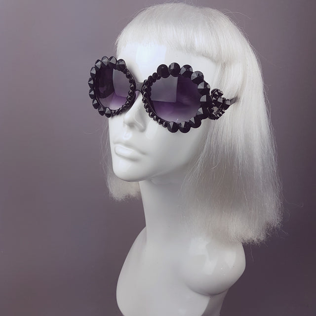 "Bordello" Black Gem Ornate Sunglasses
