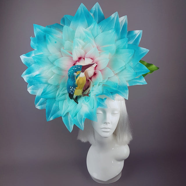 "Aine" Giant Blue Flower & Kingfisher Hat