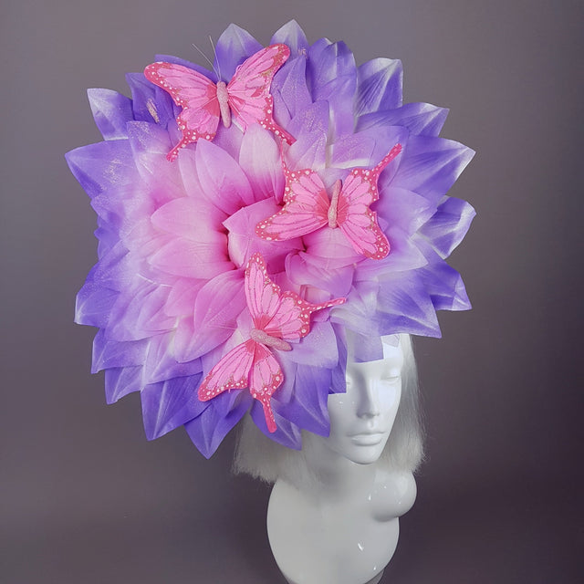 "Celeste" Giant Pink Flower & Butterflies Hat